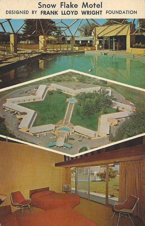 Snow Flake Motel - Old Post Card View